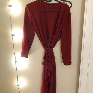 Burgundy open slit dress